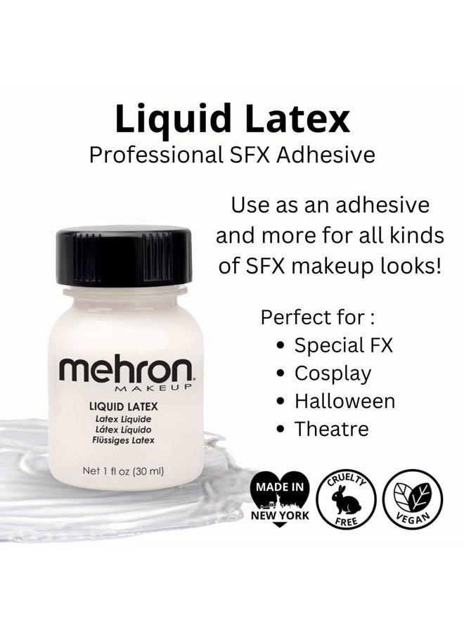 mehron Latex Liquid 1 oz - Clear with Brush - Image 2